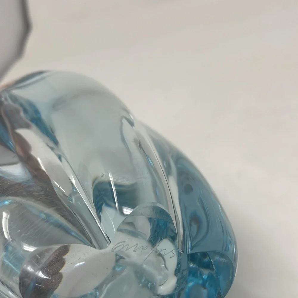 ORREFORS Vintage Blue Glass Vase Sweden 1960's